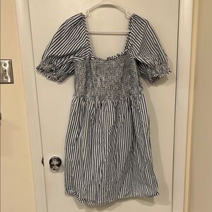 Draper James Black and White Puff Sleeve Sundress